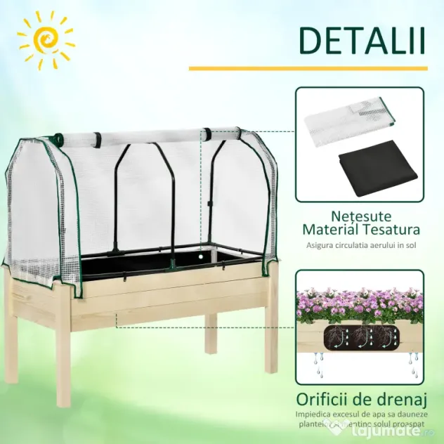 Outsunny Sera Jardiniera Lemn pentru Plante, Design Compact 121x55x117cm, Ideală pentru Grădină | Aosom Romania