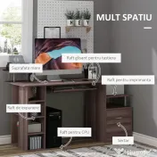 HOMCOM birou din lemn, pentru calculator,152x60x80cm, maro 