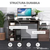 HOMCOM birou din lemn, pentru calculator,152x60x80cm, maro 