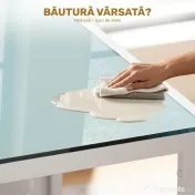 Homcom Set Dining Alb Modern – Masa + 4 Scaune Tapitate pentru 4 Persoane