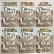 Homcom Set Dining Alb Modern – Masa + 4 Scaune Tapitate pentru 4 Persoane