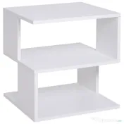 Homcom Masuta Cafea Alba – 2 Rafturi, Design Modern 