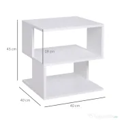 Homcom Masuta Cafea Alba – 2 Rafturi, Design Modern 