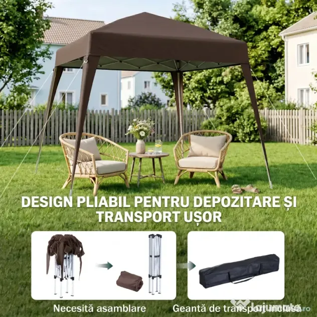 Outsunny Foisor Pliabil 2.4x2.4m, Foisor de Gradina Structura | Aosom Romania