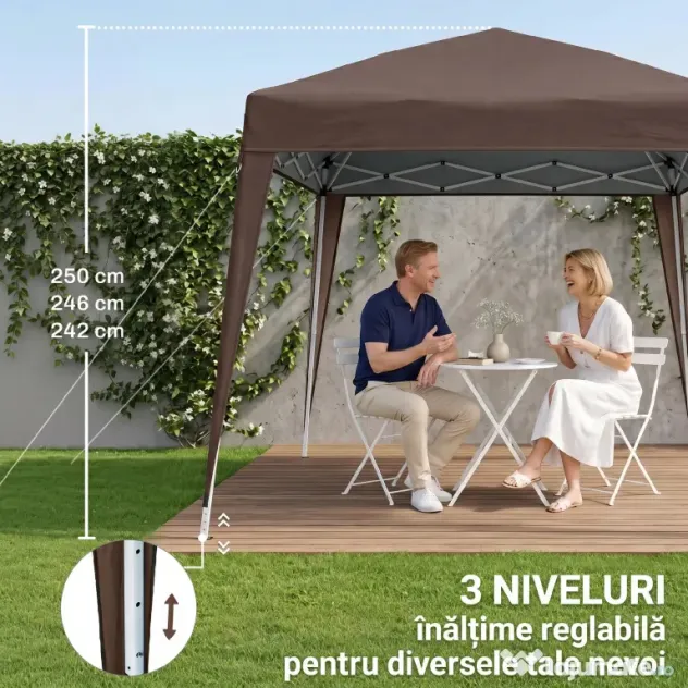 Outsunny Foisor Pliabil 2.4x2.4m, Foisor de Gradina Structura | Aosom Romania