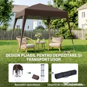 Outsunny Foisor Pliabil 2.4x2.4m, Foisor de Gradina Structura 
