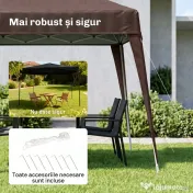 Outsunny Foisor Pliabil 2.4x2.4m, Foisor de Gradina Structura 