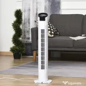 HOMCOM Ventilator tip Coloana Turn cu Telecomanda si Oscilatie, 3 Functii 3 Viteze, Timer 7.5 Ore, Ф20x78.5cm | Aosom Romania