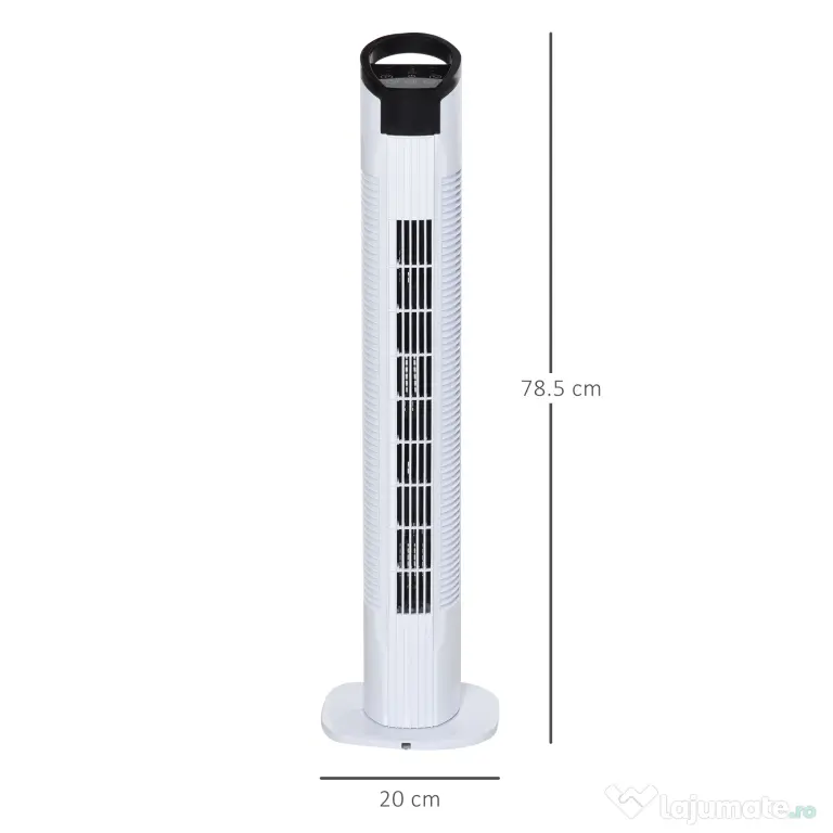 HOMCOM Ventilator tip Coloana Turn cu Telecomanda si Oscilatie, 3 Functii 3 Viteze, Timer 7.5 Ore, Ф20x78.5cm | Aosom Romania