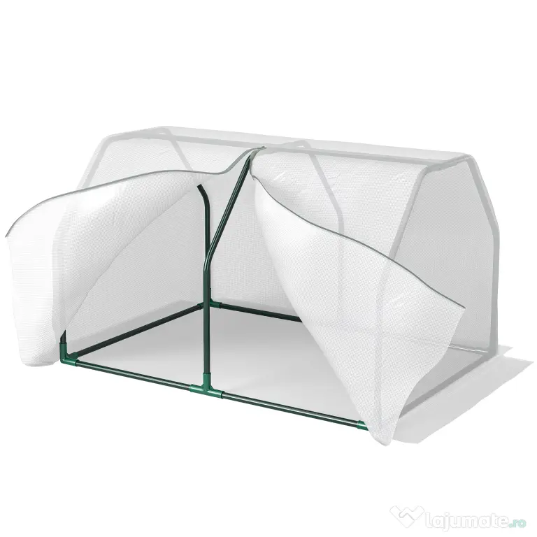Mini Seră Outsunny pentru grădină și balcon din plastic PE și oțel cu închidere cu fermoar, 99x71x60 cm, de culoare alb transparent | Aosom Romania