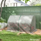 Mini Seră Outsunny pentru grădină și balcon din plastic PE și oțel cu închidere cu fermoar, 99x71x60 cm, de culoare alb transparent | Aosom Romania