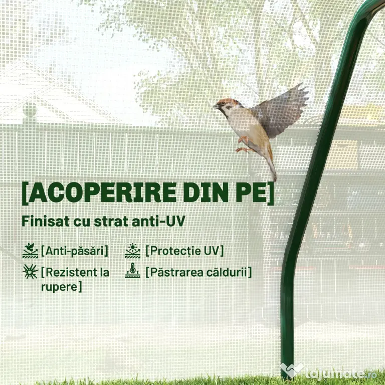Mini Seră Outsunny pentru grădină și balcon din plastic PE și oțel cu închidere cu fermoar, 99x71x60 cm, de culoare alb transparent | Aosom Romania