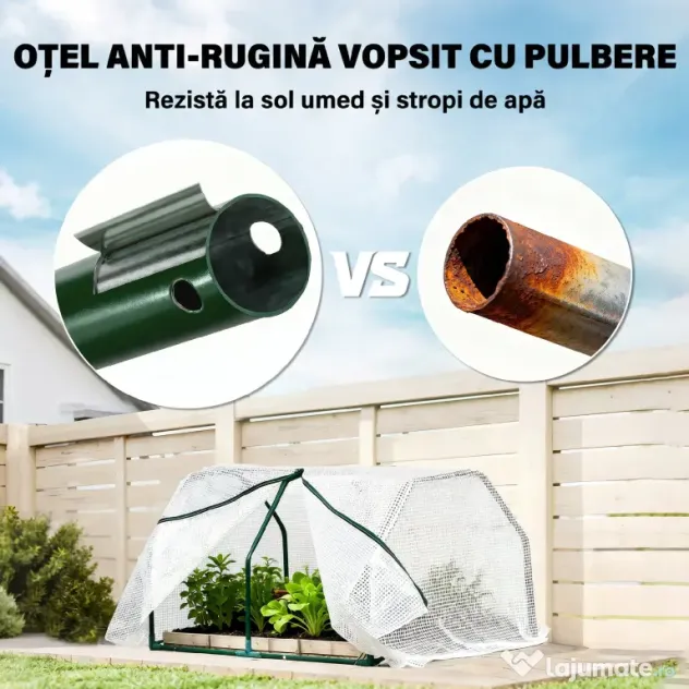 Mini Seră Outsunny pentru grădină și balcon din plastic PE și oțel cu închidere cu fermoar, 99x71x60 cm, de culoare alb transparent | Aosom Romania