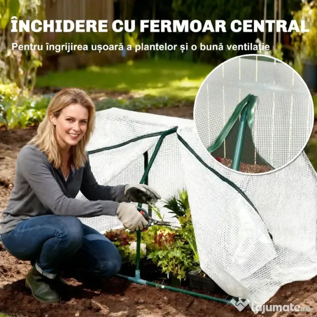 Mini Seră Outsunny pentru grădină și balcon din plastic PE și oțel cu închidere cu fermoar, 99x71x60 cm, de culoare alb transparent | Aosom Romania