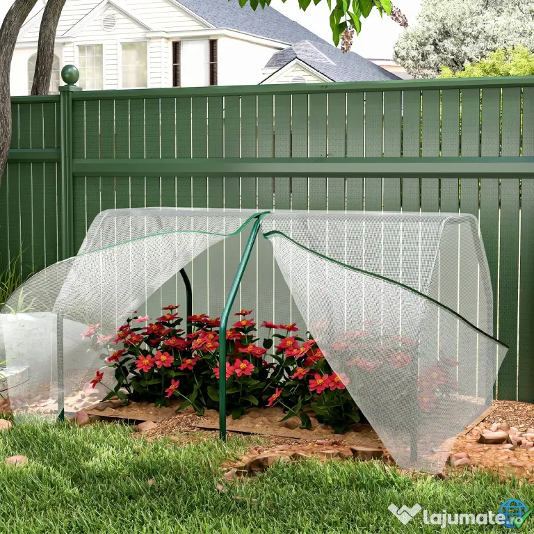 Mini Seră Outsunny pentru grădină și balcon din plastic PE și oțel cu închidere cu fermoar, 99x71x60 cm, de culoare alb transparent | Aosom Romania