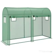 Outsunny Sera Tunel cu 2 Usi si 4 Ferestre Cadru in otel Acoperire in PE, Verde 300x100x200cm | Aosom Romania