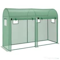 Outsunny Sera Tunel cu 2 Usi si 4 Ferestre Cadru in otel Acoperire in PE, Verde 300x100x200cm | Aosom Romania