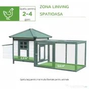 Cotet de gaini PawHut, lemn 196x76x97cm, alb/verde | AOSOM RO 