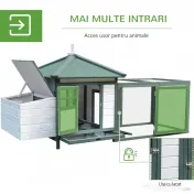 Cotet de gaini PawHut, lemn 196x76x97cm, alb/verde | AOSOM RO 