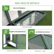Cotet de gaini PawHut, lemn 196x76x97cm, alb/verde | AOSOM RO 