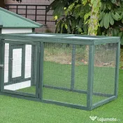 Cotet de gaini PawHut, lemn 196x76x97cm, alb/verde | AOSOM RO 