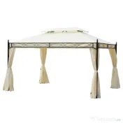 Outsunny Foișor cu Dublu Acoperiș, Design Elegant, Rezistent la Intemperii, Crem, 3x4m | Aosom Romania 