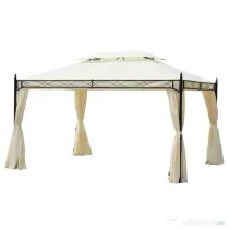 Outsunny Foișor cu Dublu Acoperiș, Design Elegant, Rezistent la Intemperii, Crem, 3x4m | Aosom Romania
