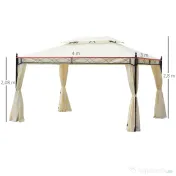 Outsunny Foișor cu Dublu Acoperiș, Design Elegant, Rezistent la Intemperii, Crem, 3x4m | Aosom Romania 