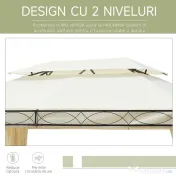 Outsunny Foișor cu Dublu Acoperiș, Design Elegant, Rezistent la Intemperii, Crem, 3x4m | Aosom Romania 