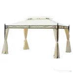 Outsunny Foisor cu Dublu Acoperis si 4 Prelate Laterale, Crem, 3x4m