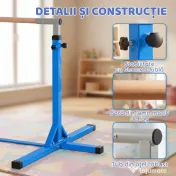 HOMCOM Bară pentru Gimnastică Artistică sau Dans Clasic Reglabilă în Înălțime 92-150 cm, Albastru | Aosom Romania 