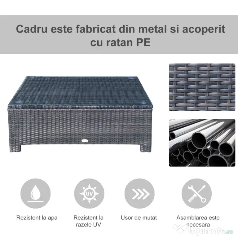 Outsunny masuta exterior, sticla securizata, 85x50x39cm, maro | Aosom Romania