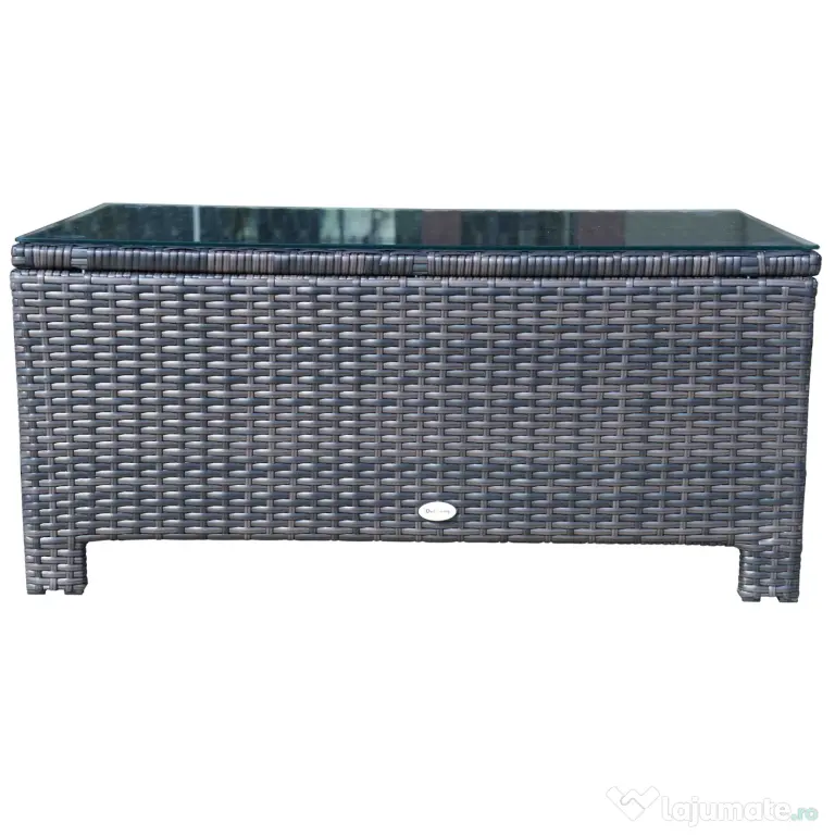 Outsunny masuta exterior, sticla securizata, 85x50x39cm, maro | Aosom Romania