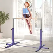 HOMCOM Bară de Gimnastică pentru Copii 3+ Ani cu Înălțime Reglabilă, Oțel și Lemn de Fag, Violet | Aosom Romania