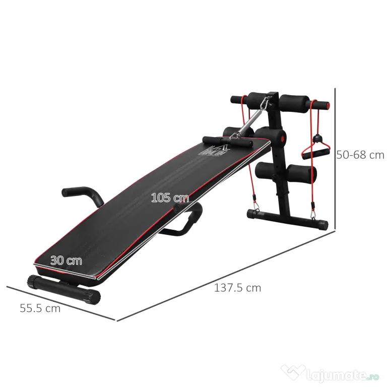 HOMCOM banca fitness multifunctionala, reglabila 56.5x136 cm | Aosom Romania