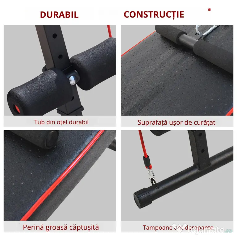 HOMCOM banca fitness multifunctionala, reglabila 56.5x136 cm | Aosom Romania