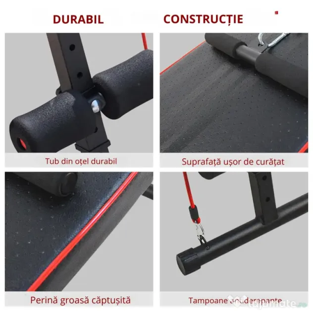 HOMCOM banca fitness multifunctionala, reglabila 56.5x136 cm | Aosom Romania