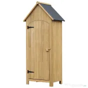 Outsunny Magazie de Scule de Gradina din Lemn Impermeabila cu Usi si Rafturi, 77.5x54.2x179.5 cm 