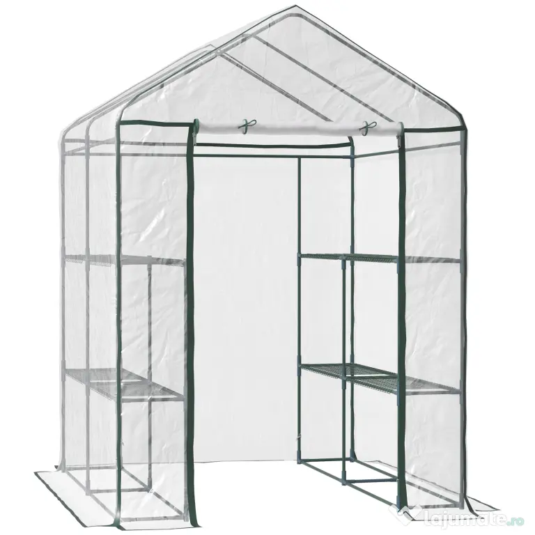 Outsunny sera de gradina, sera pentru plante, legume, fructe 143x143x195cm, transparenta | Aosom Romania