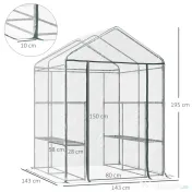 Outsunny sera de gradina, sera pentru plante, legume, fructe 143x143x195cm, transparenta | Aosom Romania 