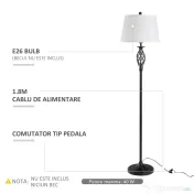 HOMCOM set 3 lampi (2 de masa, 1x lampa de podea) 