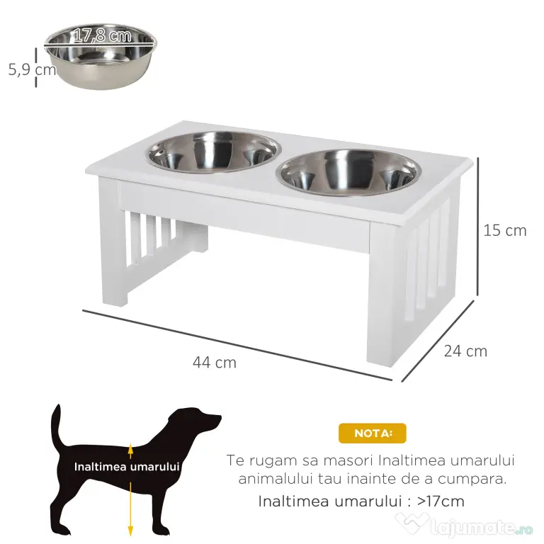 PawHut boluri hrana animale, suport inclus, 44x24x15cm | Aosom Romania