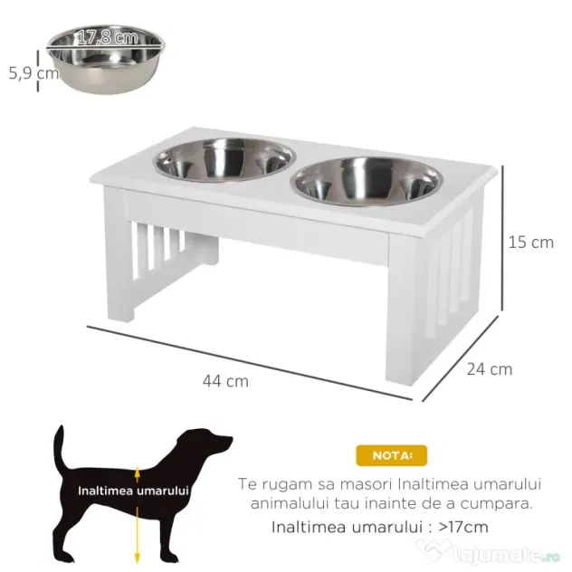 PawHut boluri hrana animale, suport inclus, 44x24x15cm | Aosom Romania