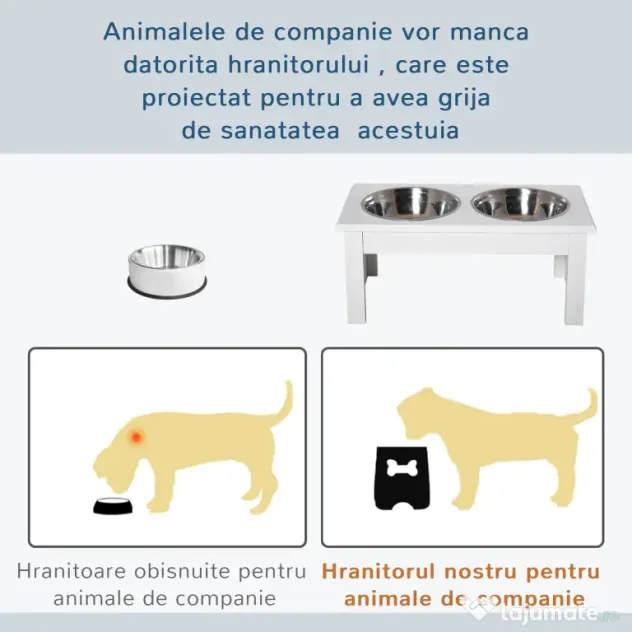 PawHut boluri hrana animale, suport inclus, 44x24x15cm | Aosom Romania