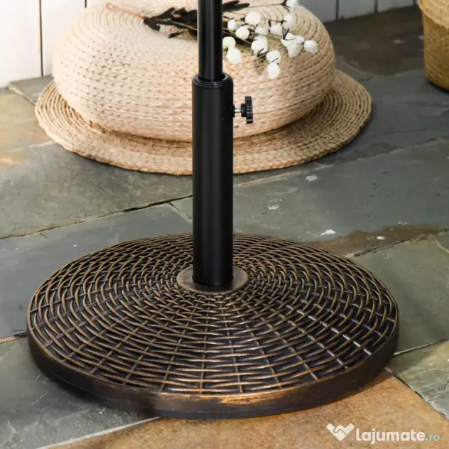 Outsunny Bază Rotundă Umbrelă, Plastic, 25kg, pentru Stâlpi 35/38/48mm, Bronz | Aosom Romania