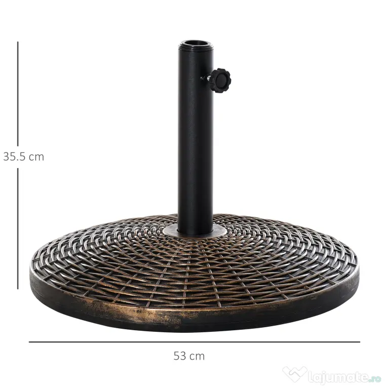 Outsunny Bază Rotundă Umbrelă, Plastic, 25kg, pentru Stâlpi 35/38/48mm, Bronz | Aosom Romania