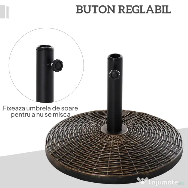 Outsunny Bază Rotundă Umbrelă, Plastic, 25kg, pentru Stâlpi 35/38/48mm, Bronz | Aosom Romania