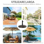 Outsunny Bază Rotundă Umbrelă, Plastic, 25kg, pentru Stâlpi 35/38/48mm, Bronz | Aosom Romania 