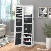 HOMCOM Dulap Bijuterii LED Alb cu Cheie | Aosom Romania