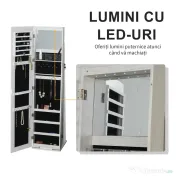 HOMCOM Dulap Bijuterii LED Alb cu Cheie | Aosom Romania